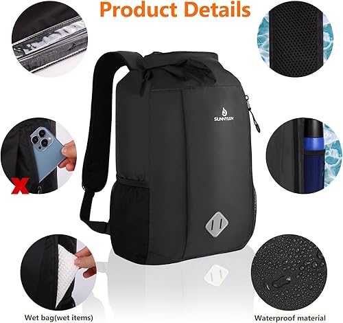 Miniatura 4 de Mochila seca de 20 L, impermeable, con bolsa para la cintura y funda para teléfono, bolsa seca enrollable para kayak, playa, rafting, canotaje,