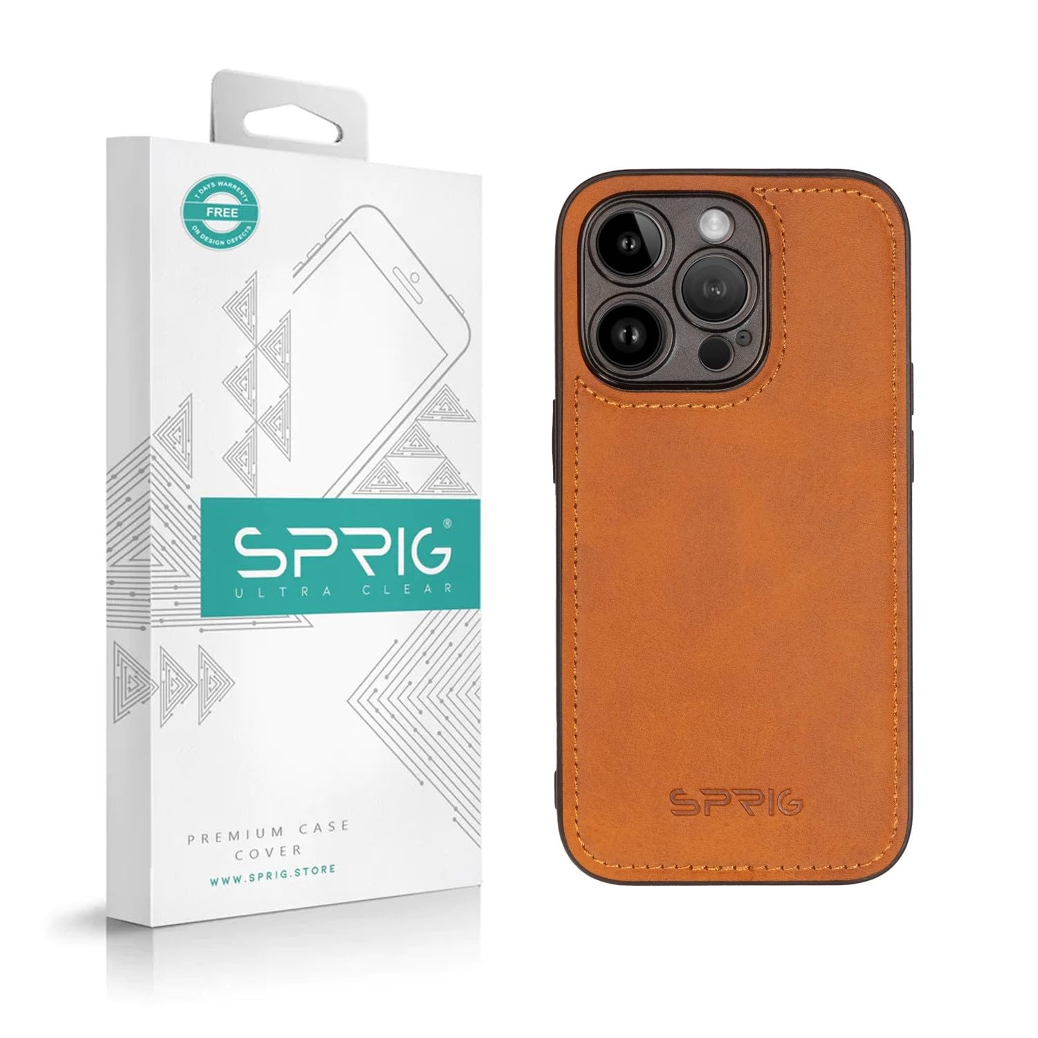 SPRIG Compatible with Apple iPhone 15 Pro Matte PU Leather TPU Designer Back Case Cover with Camera Protection Drop Tested Shock Proof for Boys and Girls (Light Brown) (B0CJRR938P) Amazon Price History, Amazon Price Tracker
