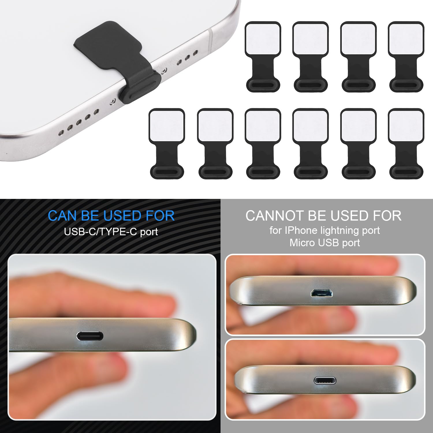14 SPINE ANTIPOLVERE di tipo C per porte di ricarica USB - compatibili