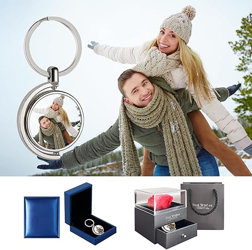 Miniatura 2 de Hunjunt - Llavero personalizado con imagen de doble cara, impresión grabada personalizada, regalo conmemorativo personalizado