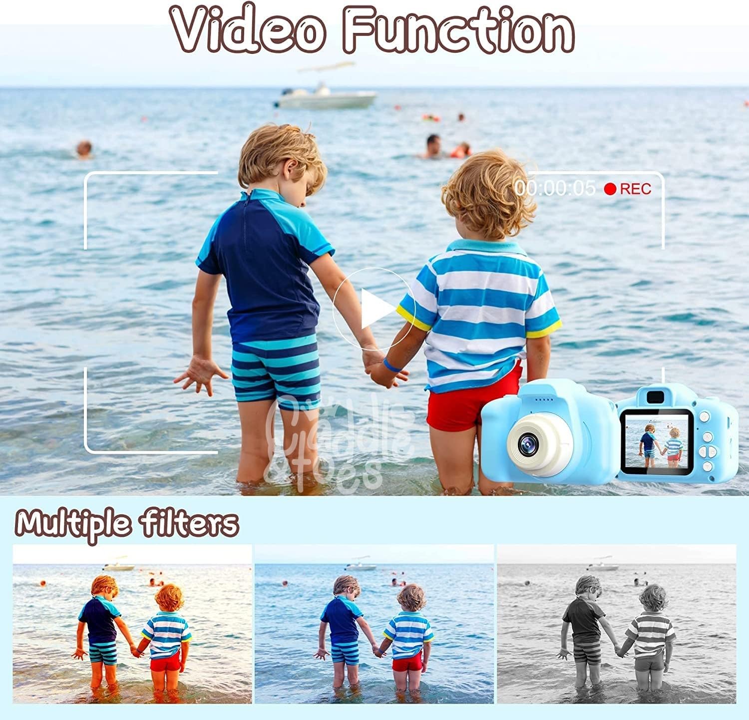 CADDLE & TOES Instant Digital Camera Toy for Kids | 40MP HD Video Recorder with Flash | Birthday Gift for Girls & Boys Age 3-14| Portable Photography Gadget (Camy Blue) (SD Card Not Included) 2