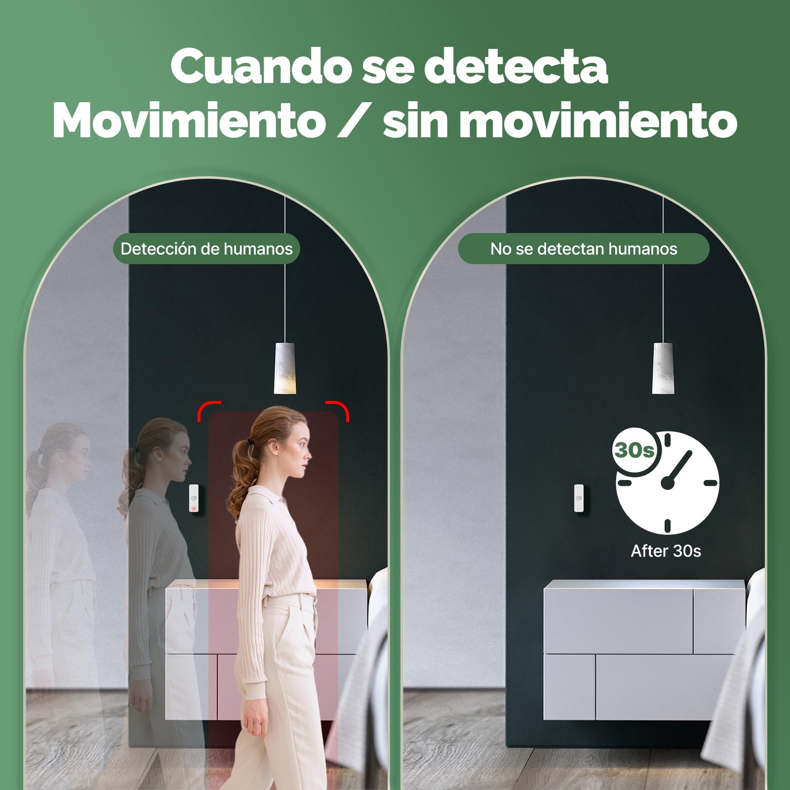 Sensor de Movimiento Inteligente WiFi, Seguridad para el hogar, Sensor de Movimiento inalámbrico con aplicación de monitoreo Remoto, Control de Voz Compatible con Alexa 1 pcs