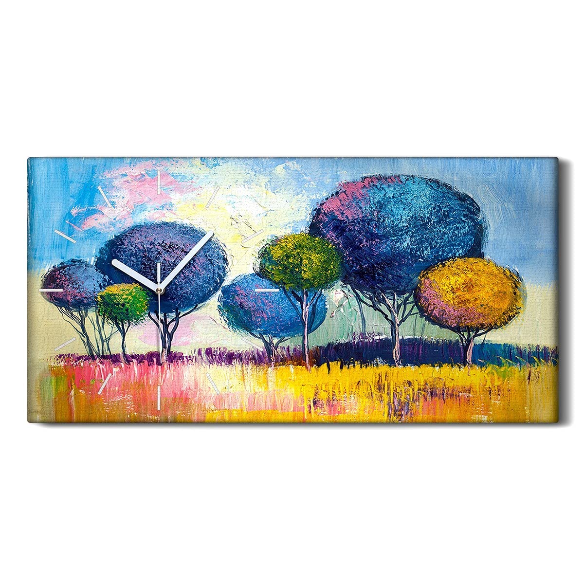 Horloge sur Toile pour un Salon Lumineux Décoration Murale Bouleau 60x30cm