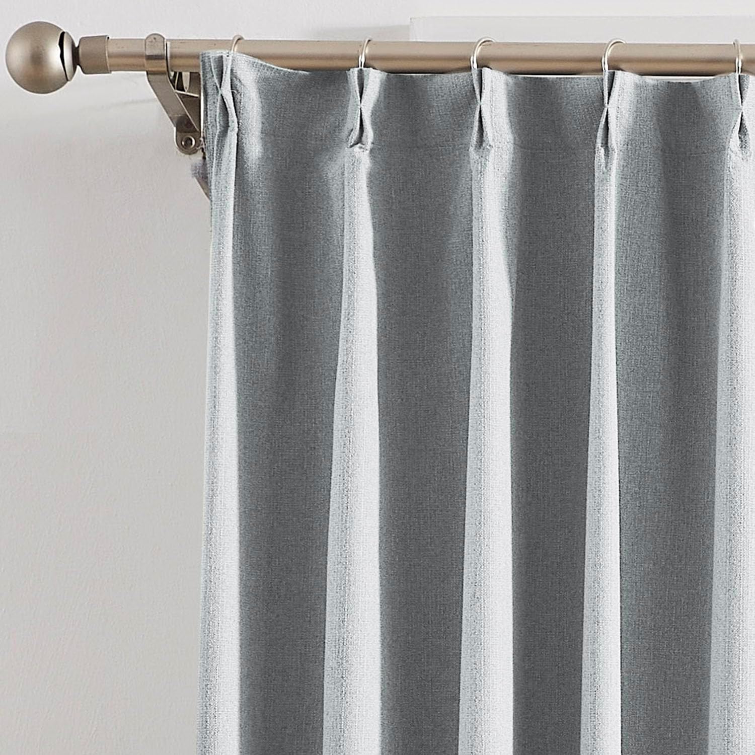 Randal Pinch Pleat Curtain 108 Inch Long for Living Room Full Blackout Therml Insulated Linen-look Drape with Back Tab & Ring Hook,Grayish Blue Farmhouse Window Panel for Bedroom 2 Panel Set,38x108 In