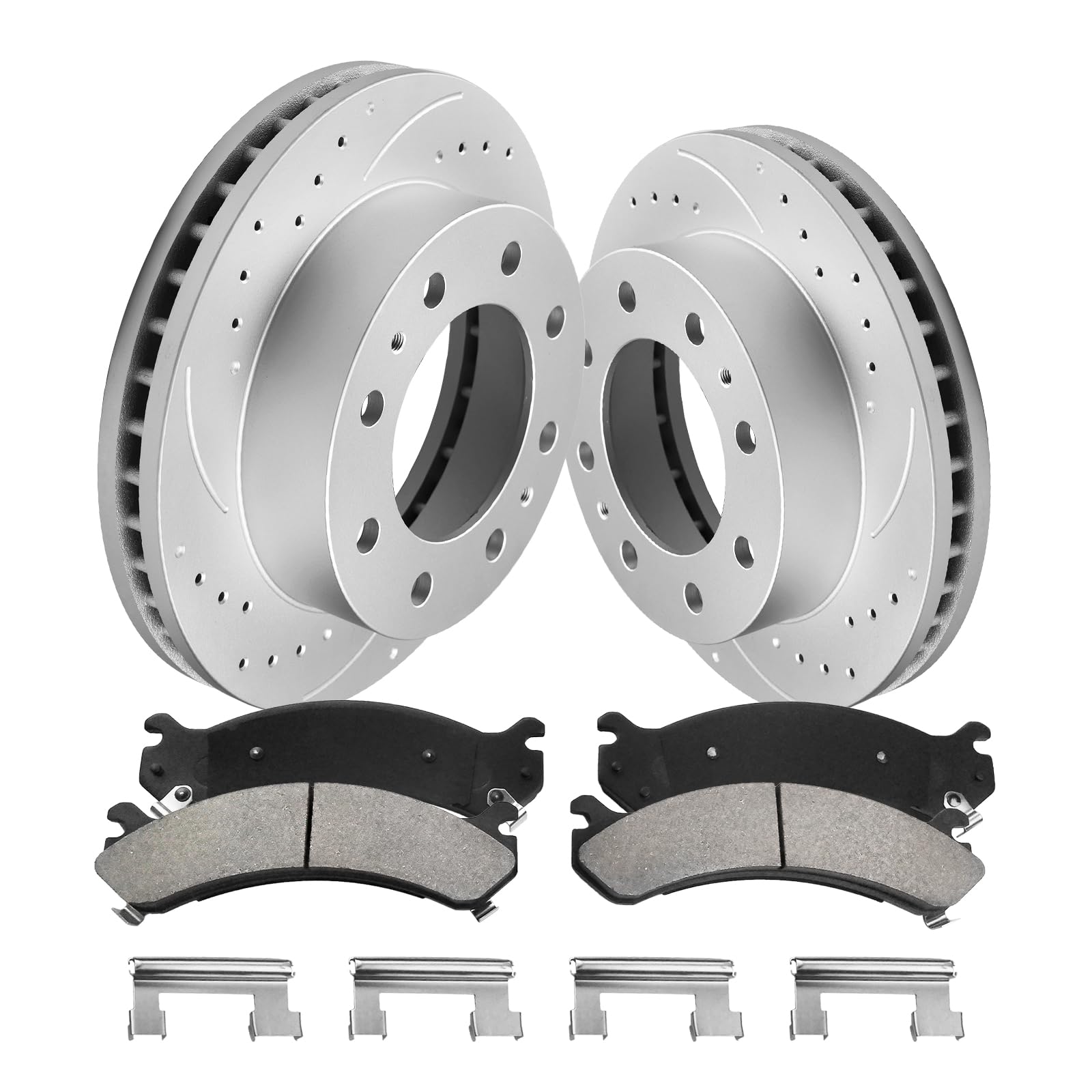 Front Brake Pads And Rotors Kit Compatible With 2001-2010 Chevrolet Silverado 2500 HD, 55072 D784-7652 Automotive Replacement Brake Kits Anti-rust Oil Drilled And Slotted Rotors 325mm(12.8in)