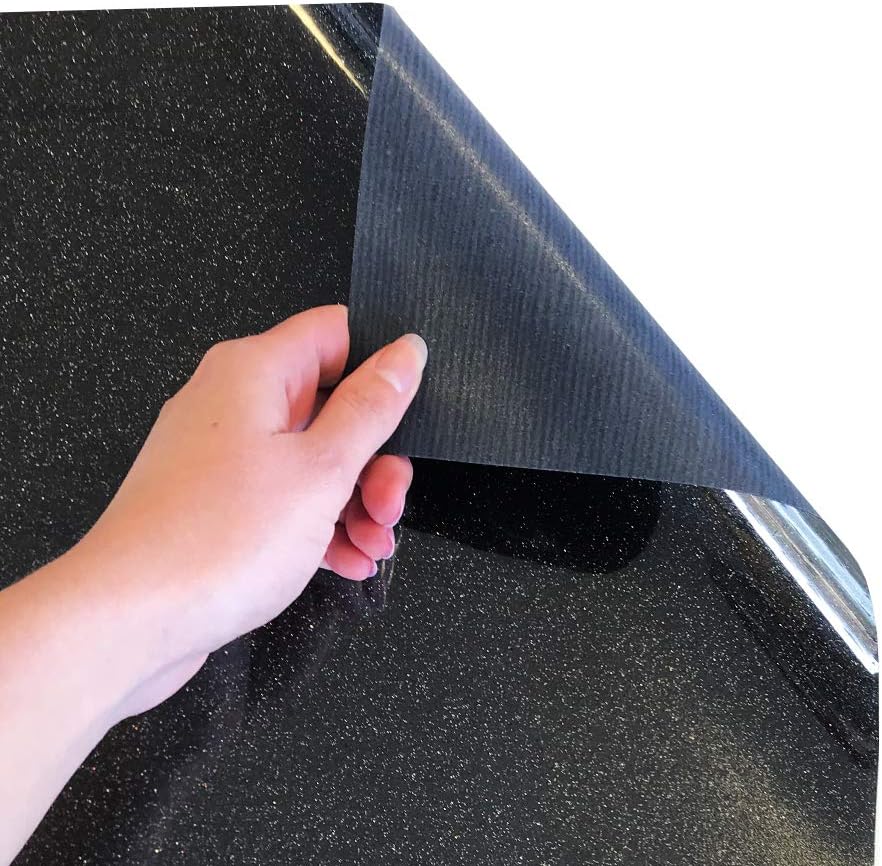 Siser Glitter HTV 11.8"x5yd Roll - Iron on Heat Transfer Vinyl (Galaxy Black)