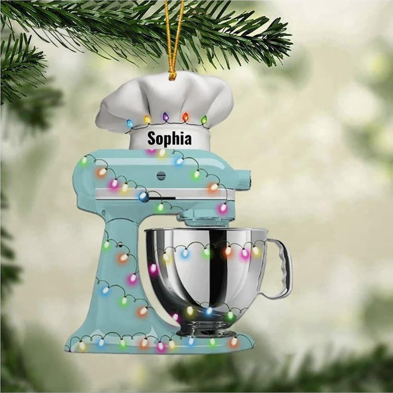 Luckluccy Style-2 Personalized Baking Mixer Lights Christmas Ornament Gift,Baking Ornament,Baking Christmas Ornaments,Baker Ornament Tree Hanging Décor