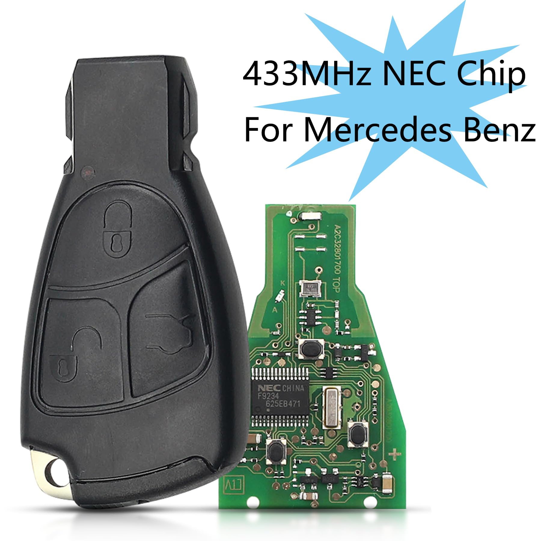 Heart Horse 3 przyciski obudowa/kluczyk wymienny pilot zdalnego sterowania AVCE 433MHz NEC Chip Keychain etui samochodowe do W204 W203 W211 W210 B C E ML S CLK CL Class