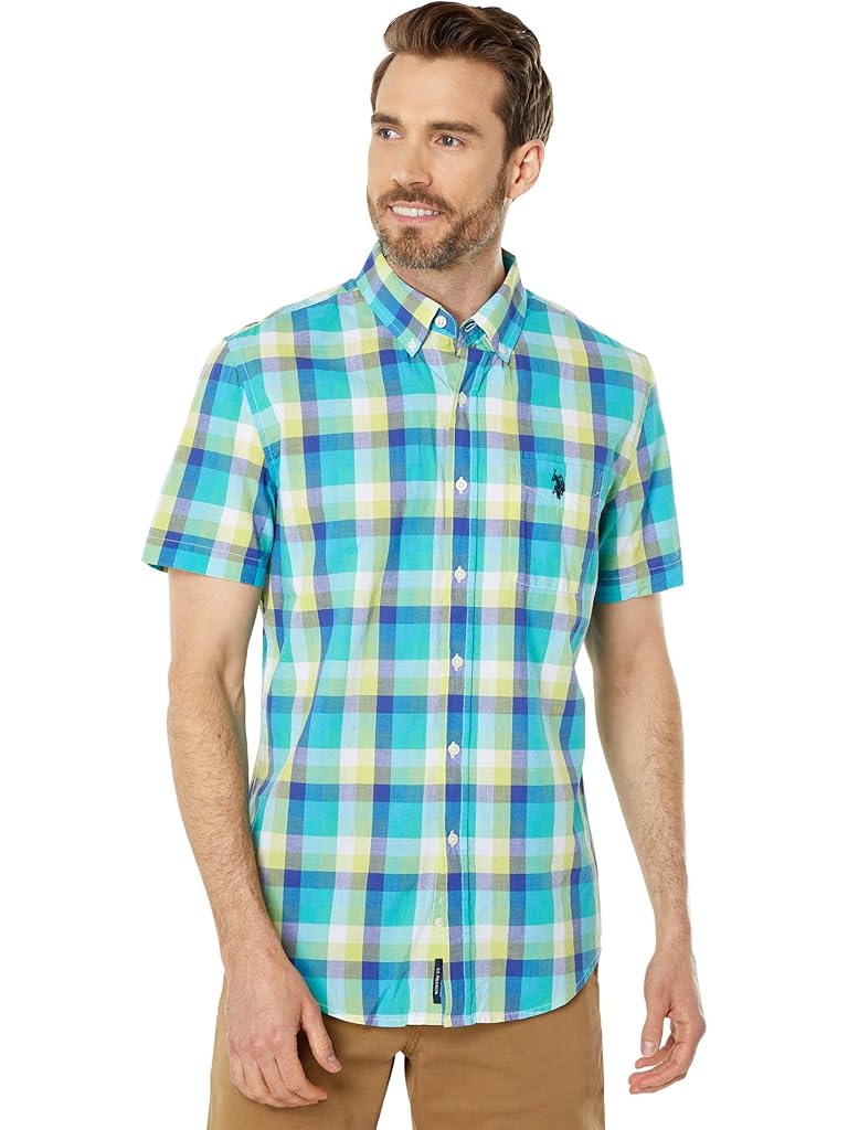 U.S. POLO ASSN. Short Sleeve Classic Fit Yarn-Dyed Madras Woven Shirt