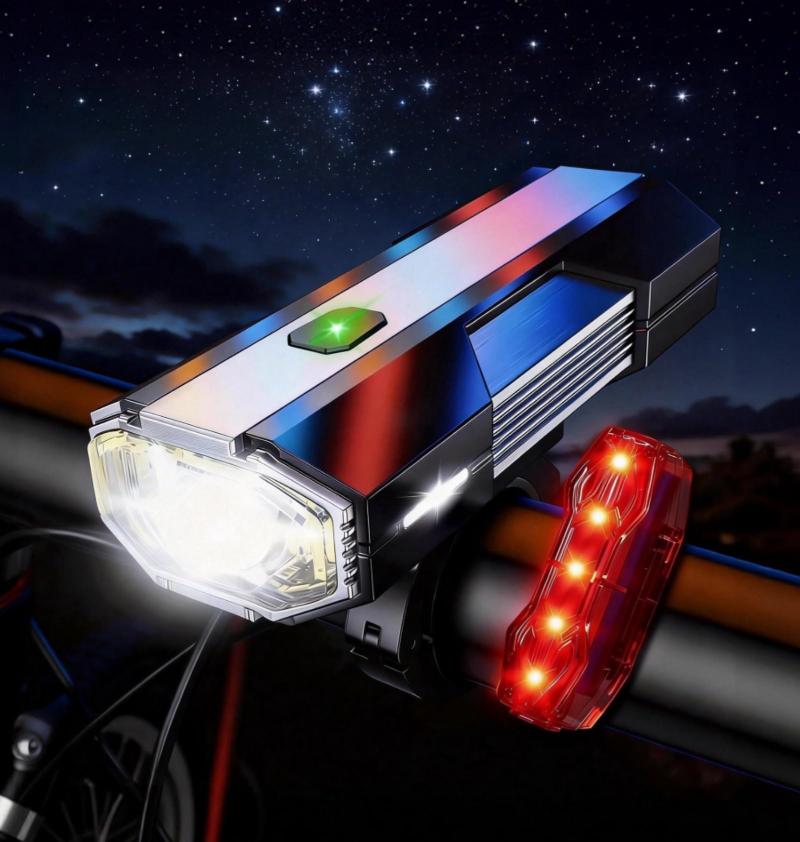 Bike Lights for Night Riding, USB-C Rechargeable Bike Lights, Bicycle Headlight Front and Back, Aluminum Alloy Construction, IPX6 Waterproof Rating 5 Lighting Modes