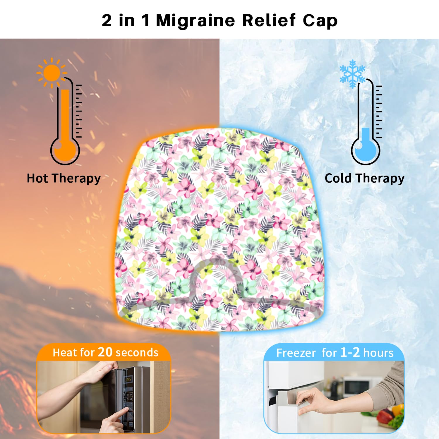 Gorro de alivio de migraña y máscara de ojos