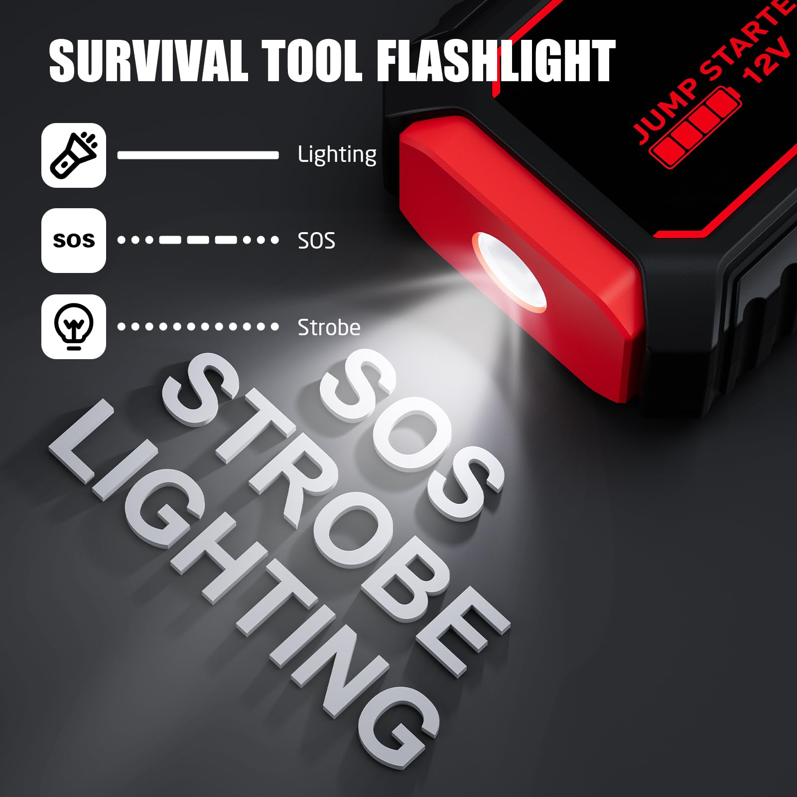 Povasee Starthilfe Powerbank, 5000A Auto Starthilfe für 12V Fahrzeuge (Bis zu 10L Benzin/8L Diesel), Starter Powerbank mit LED, 2 Schnelllade USB Ausgänge, Batterie Jump Starter mit Starthilfekabel