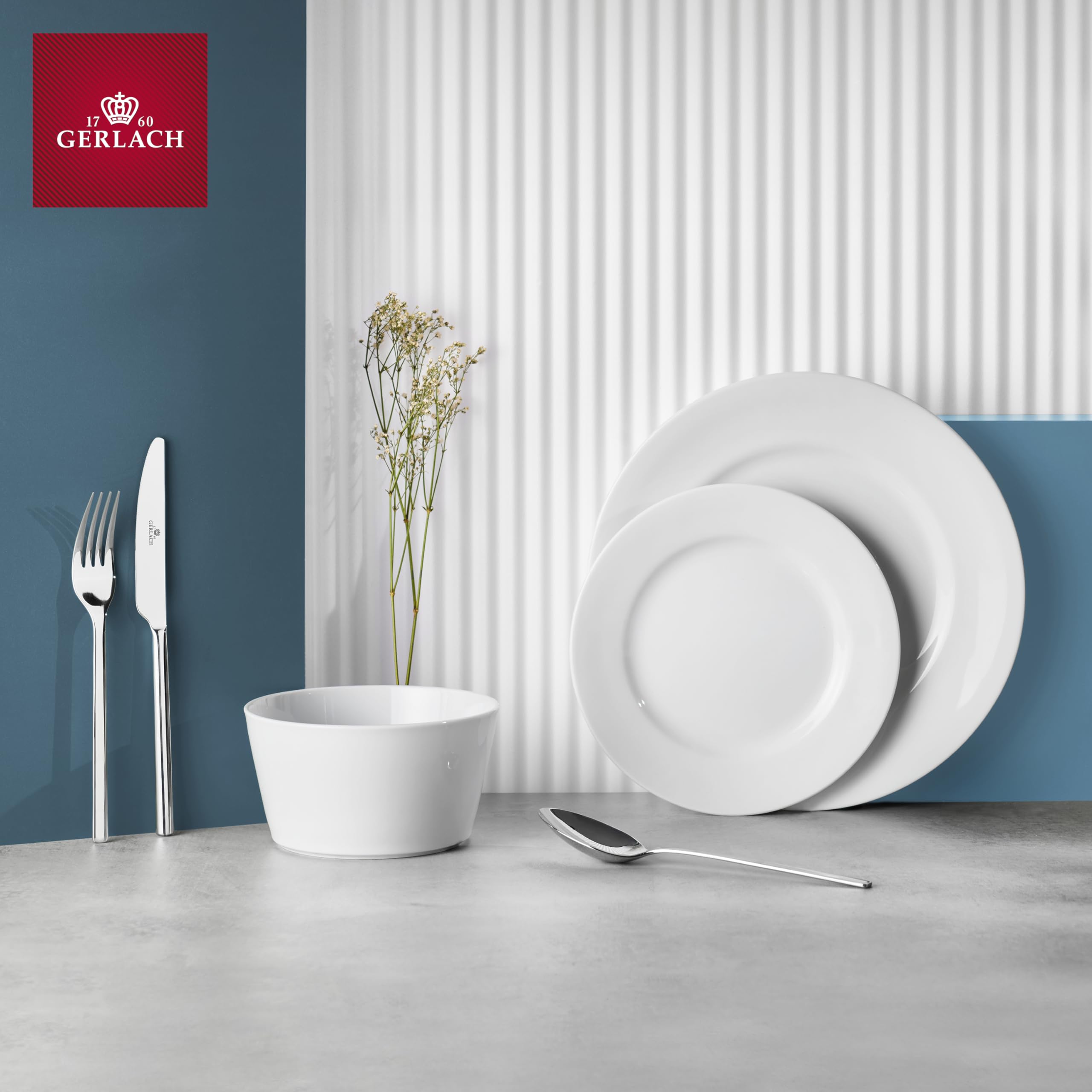 Gerlach Modern Zestaw Talerzy Obiadowych Dla 6 Osób Komplet Porcelanowych Talerzy 18 Elementów Serwis Obiadowy Talerze z Porcelany W Kolorze Białym