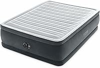 Intex Dura-Beam Deluxe Queen Air Mattress: 18in Elevated, Fiber-Tech, Built-in Pump, 600lb Capacity