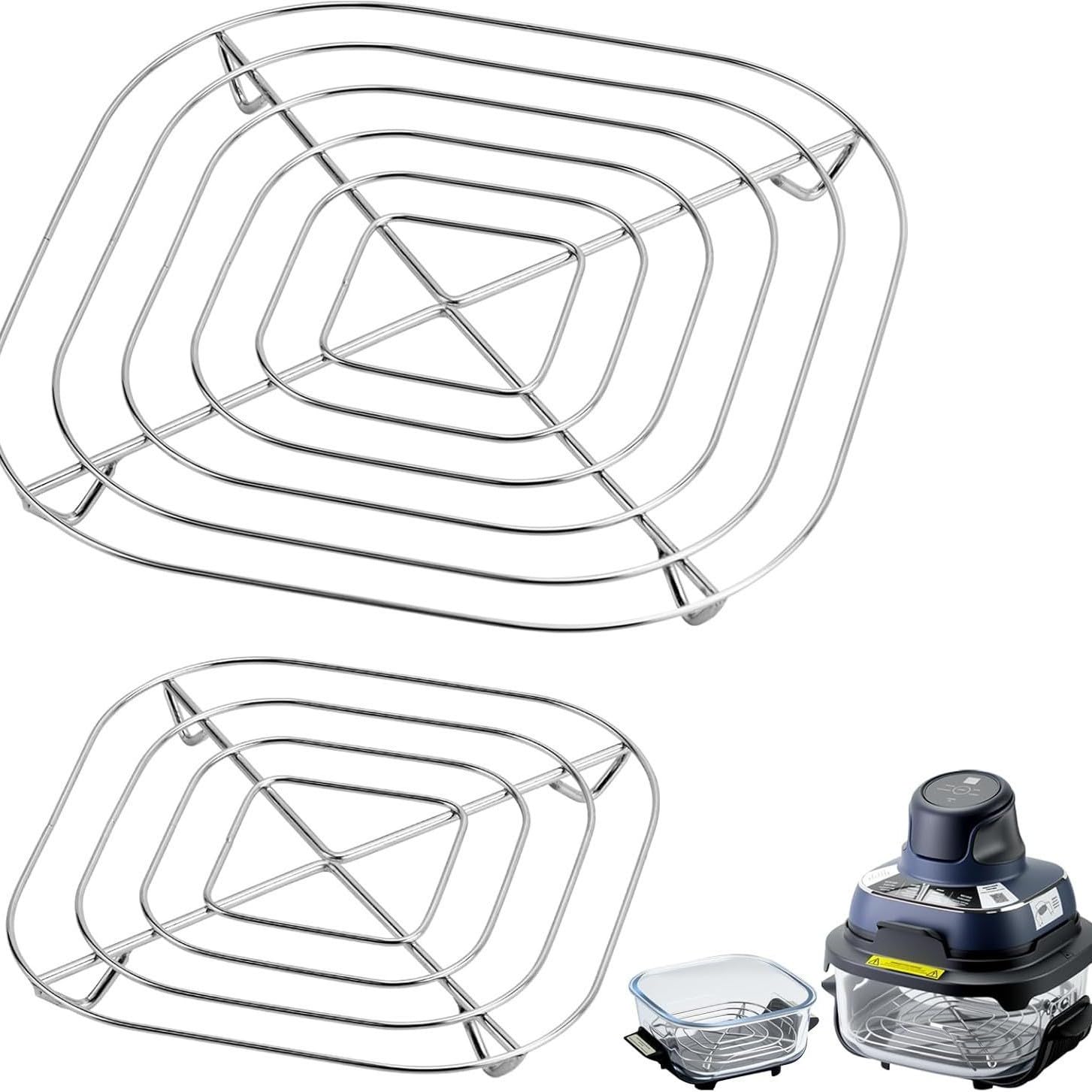 2Pcs Air Fryer Racks for Crispi Air Fryer FN101 and Crispi Pro Air Fryer AS101, Stainless Steel Air Fryer Grill Accessories Air Fryer Stand for Crispi Air Fryer FN101 AS101