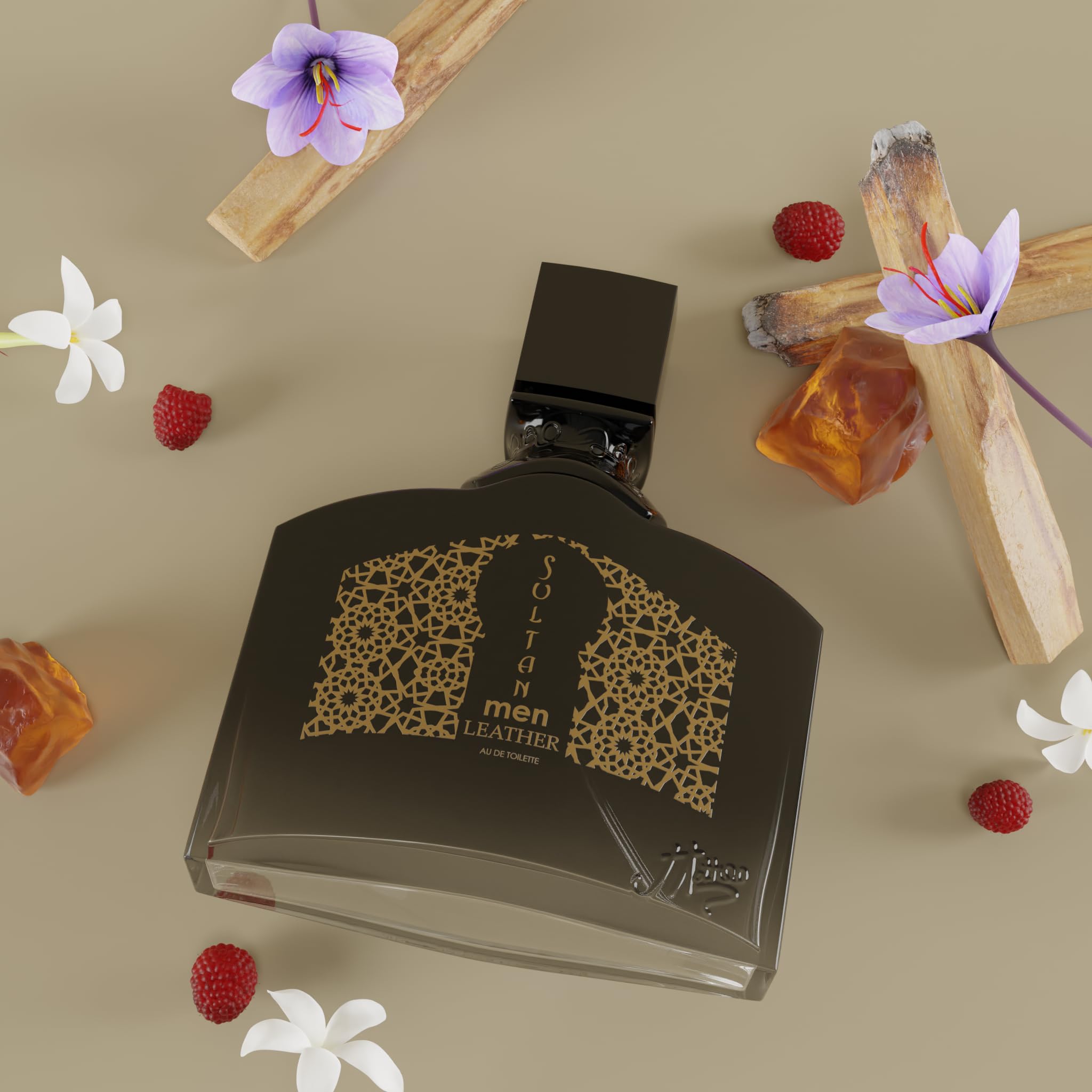 JEANNE ARTHES - Perfumy męskie Sultan Men Leather - Woda toaletowa - Butelka z rozpylaczem 100 ml - Wyprodukowano we Francji w Grasse