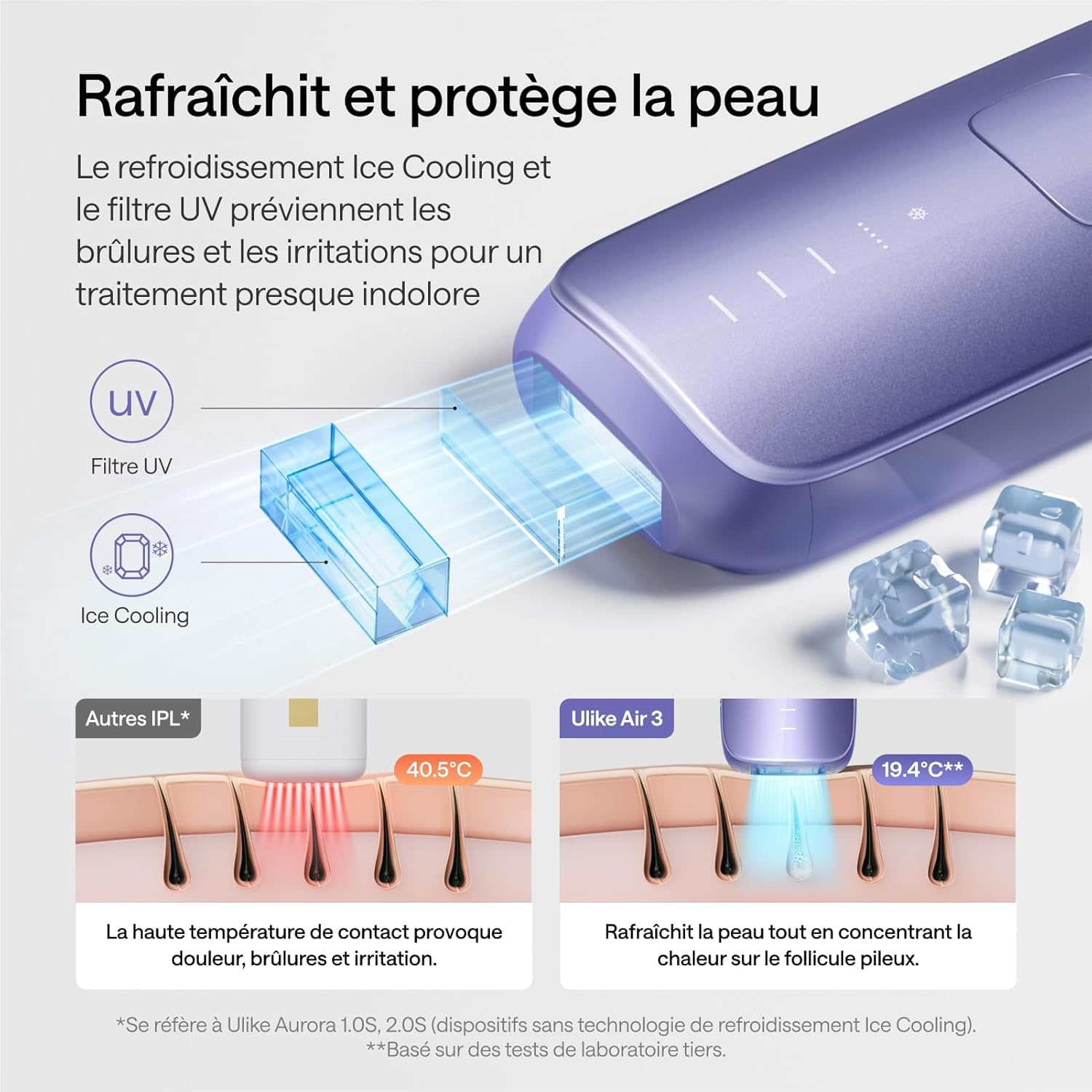 Épilateur à Lumière Pulsée Ulike Air 3 Deluxe, Sans Douleur Alternative au Laser, Convient aux Peaux Sensibles, 4 accessoires pour le corps, le visage, le maillot et les aisselles