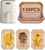 Vista 1 de 130 forros de papel para freidora de aire bella de 4 cuartos de galón (capacidad de 3.3 libras), forro de papel pergamino desechable rectangular