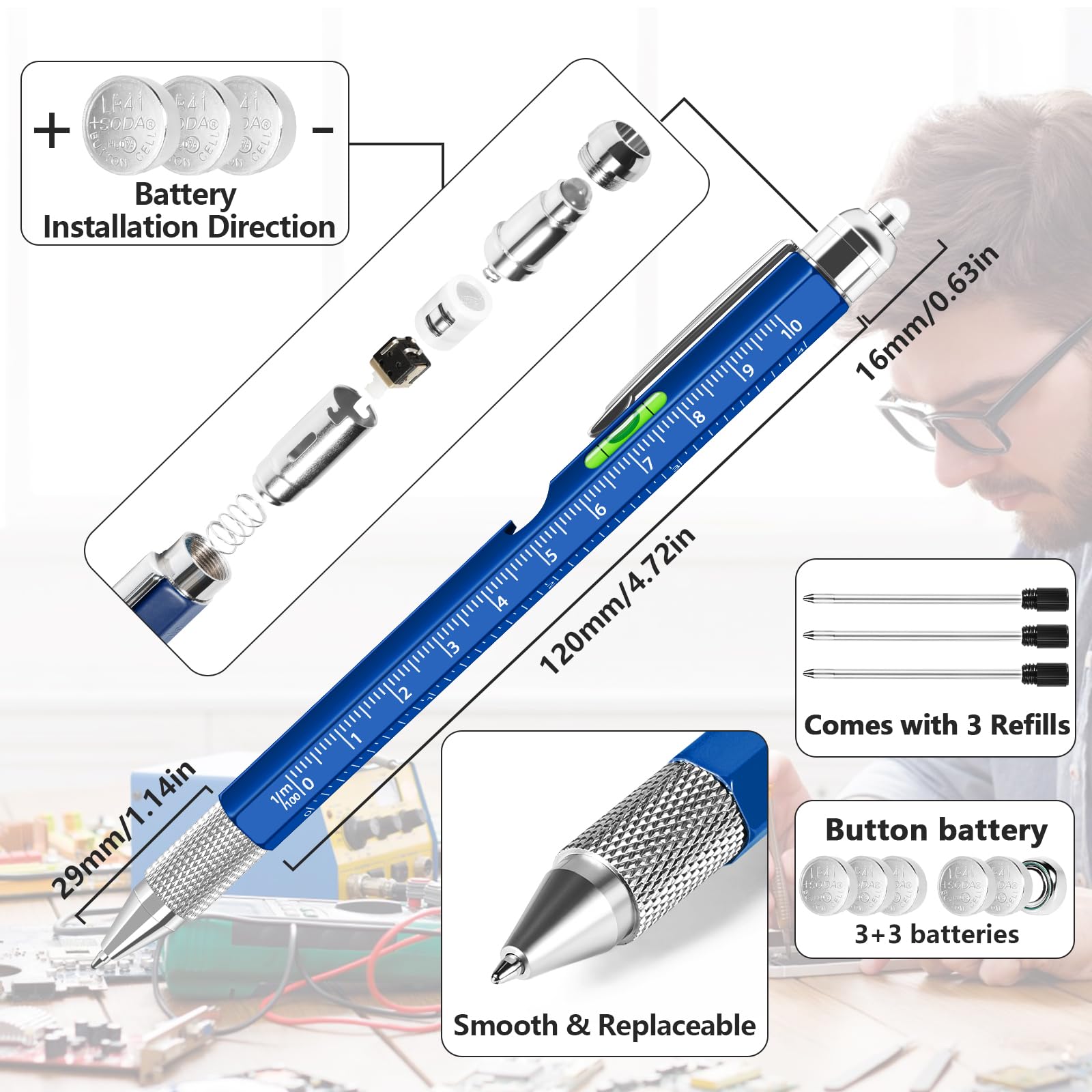 Chipate Festa del Papa Idee Regalo, Regalo Uomo, Penna Regalo Multifunzione 9 in 1, Gadget Utili Regali Papà, Regalo Festa del Papà, Regali Uomo Compleanno Originale, Regali per la Festa del Papa