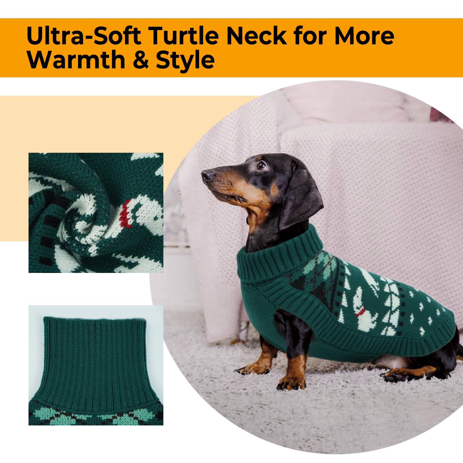 Leletail Pull teckel – Pull à col roulé pour chiens de petite taille, manteau chaud en tricot pour animal domestique, vêtements teckel pour temps froid, tenue confortable pour l'automne et l'hiver