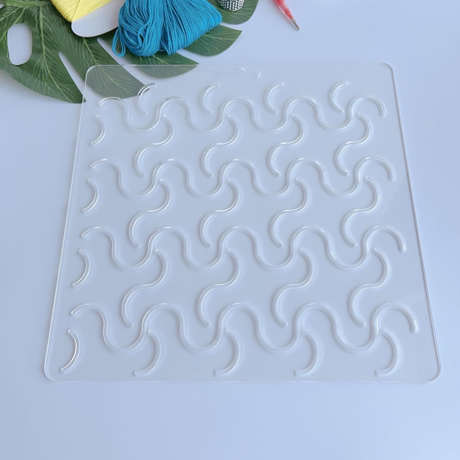 Acrylic Sashiko Stencil with Classic Wavy Line Pattern for Hand Quilting and Embroidery