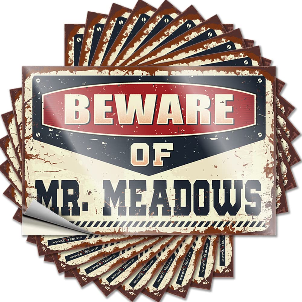 Retro Room Decor Wall Decal | Beware of Mr. Meadows Girly for Paw Decor(8X12CM)