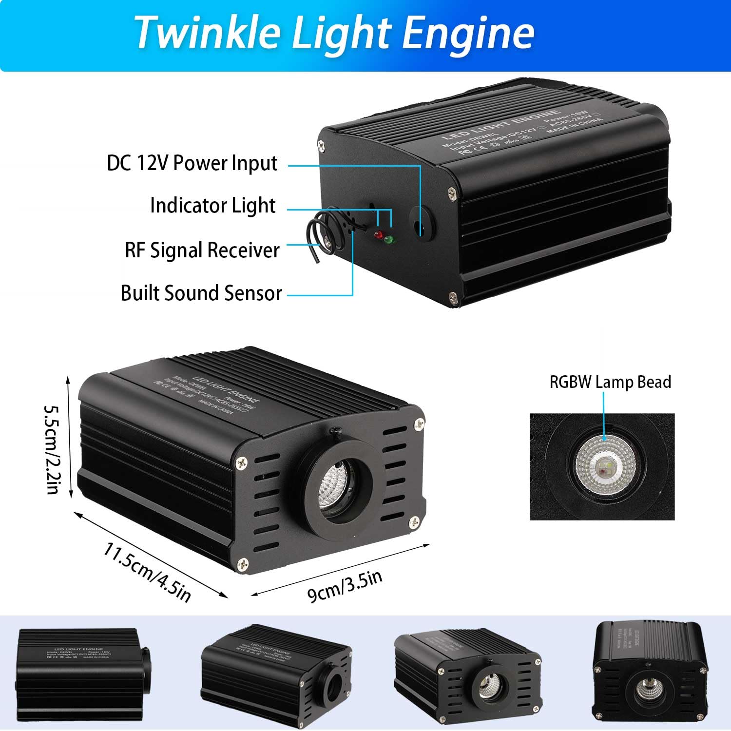 DEWEL Luce in Fibra Ottica, 16W RGBW Cielo Stellato, 450 pz*0.75mm*2m LED per Casa/Auto, Telecomando a 28 Tasti/Starry Sky Plafoniere Kit per Soffitto Room Decor