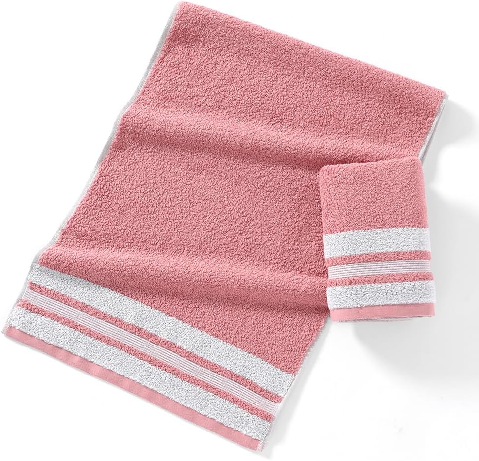 sense gnosis Couple Hand Towels with Pink & Grey Set of 2 Super Soft 100% Cotton Striped Pattern Highly Absorbent Decorative Hand Towels for Bathroom Spa 13x 29 Inch - Image 8