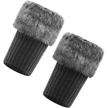 LONTG Women Girls Warm Boot Cuffs Short Crochet Boot Cover Ladies Soft and Comfortable Boot Socks Cuff Toppers Snow Socks Faux Fur Knitted Short Twist Leg Warmers Boot Cuff Toppers