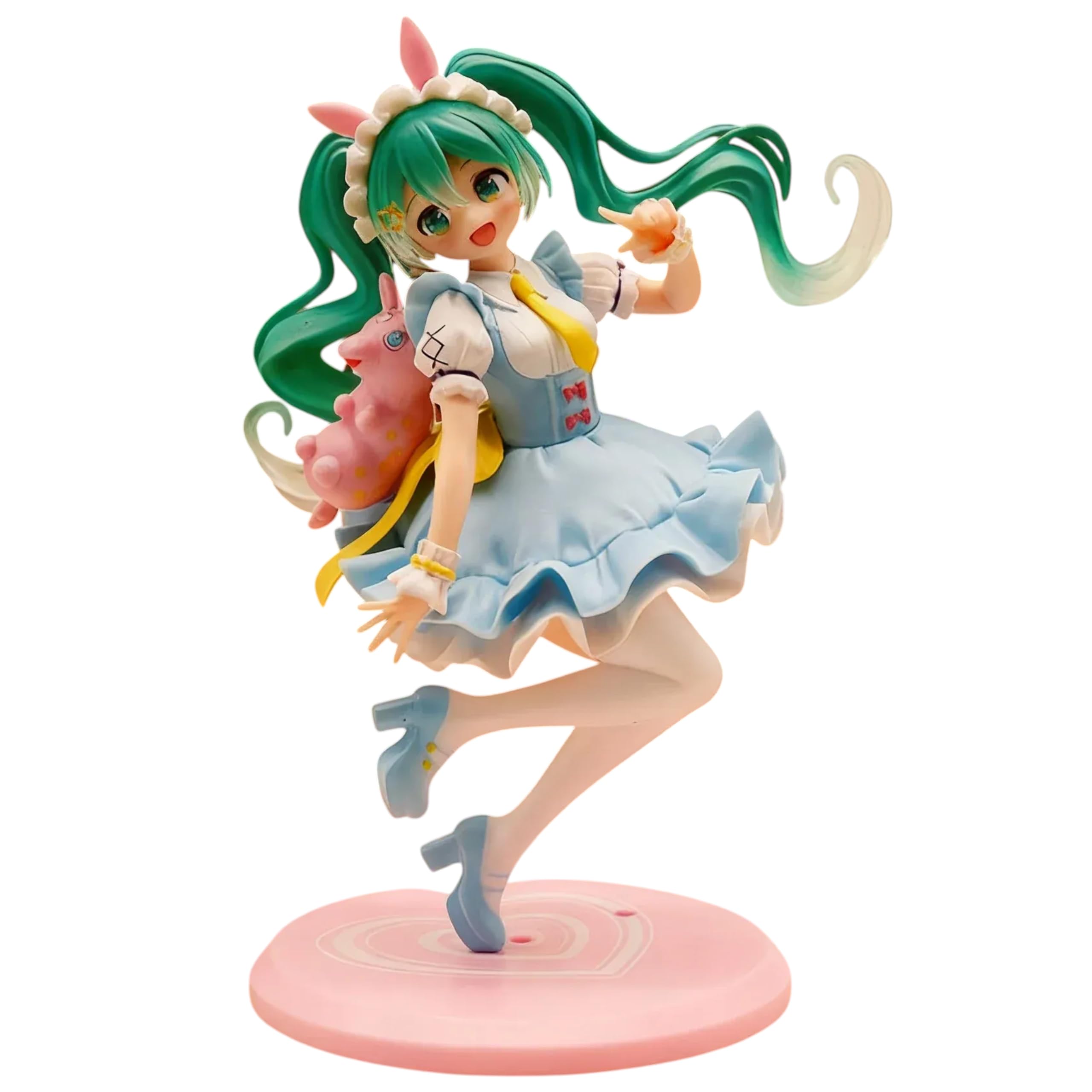 DECOR SPIRIT Hatsune Miku Bunny Maid Floating Dance Pose Anime Girl Action Figure | 20cm Teal Twin-Tail Miku Figurine with Pink Bunny Companion for Table, Desk & Display Decor | Gift for Anime Fans-image-27