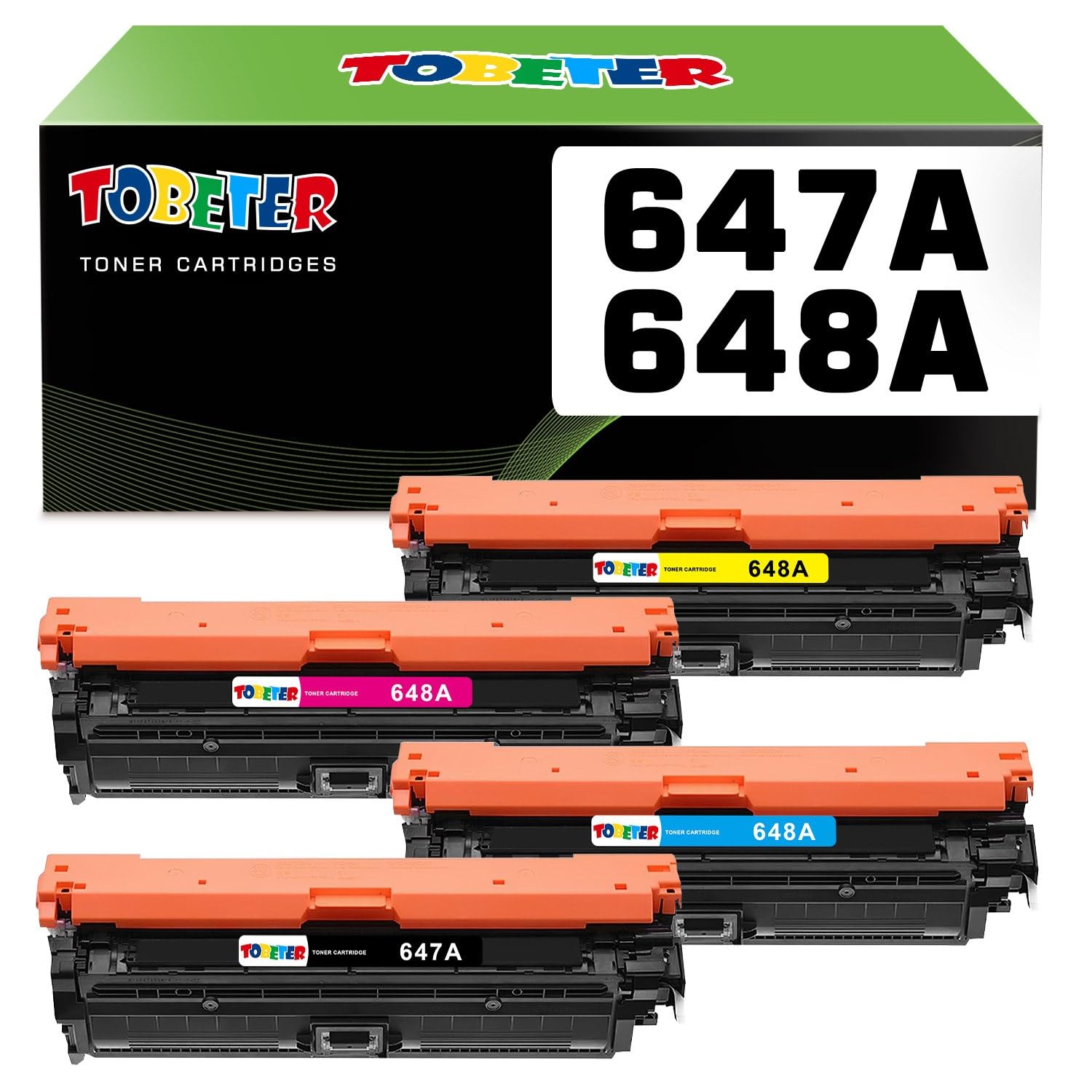 ToBeter 647A 648A Toner Replacement for HP Color LaserJet CP4525 CP4025 CP4525dn CP4025dn CP4525n CP4025n CP4525xh Printer Toner CE260A CE261A CE262A