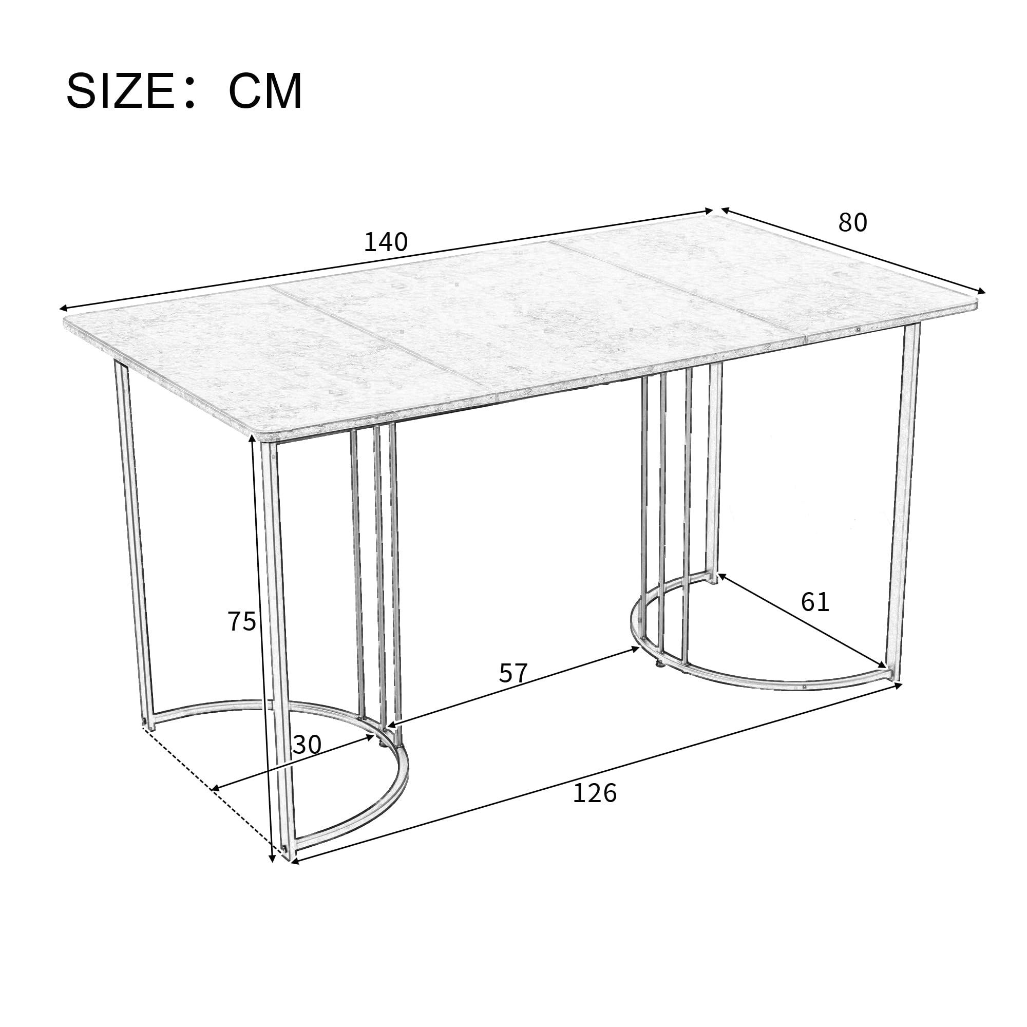 140×80cm Juego de mesa de comedor de 5 piezas con 4 sillas tapizadas de terciopelo, mesas de cocina rectangulares con patas negras, estructura de metal y tablero de mármol, Beige