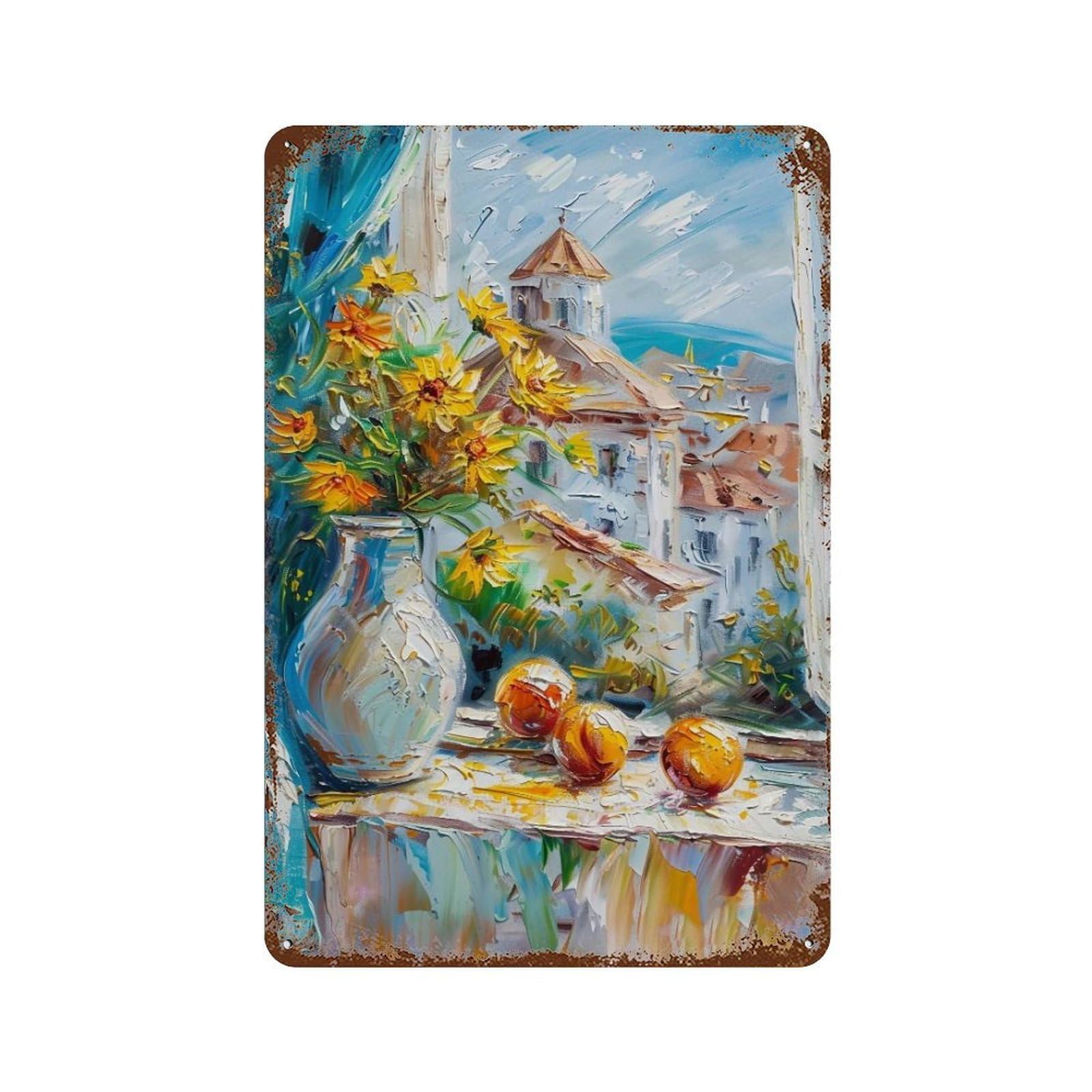 Hduryeyryy Multicolour Daylight Floral Still Life 04 Wall Retro Iron Vintage Art Metal Tin Sign Poster Modern Home Cofffee Club Art Bar Shop Decor 30X20cm