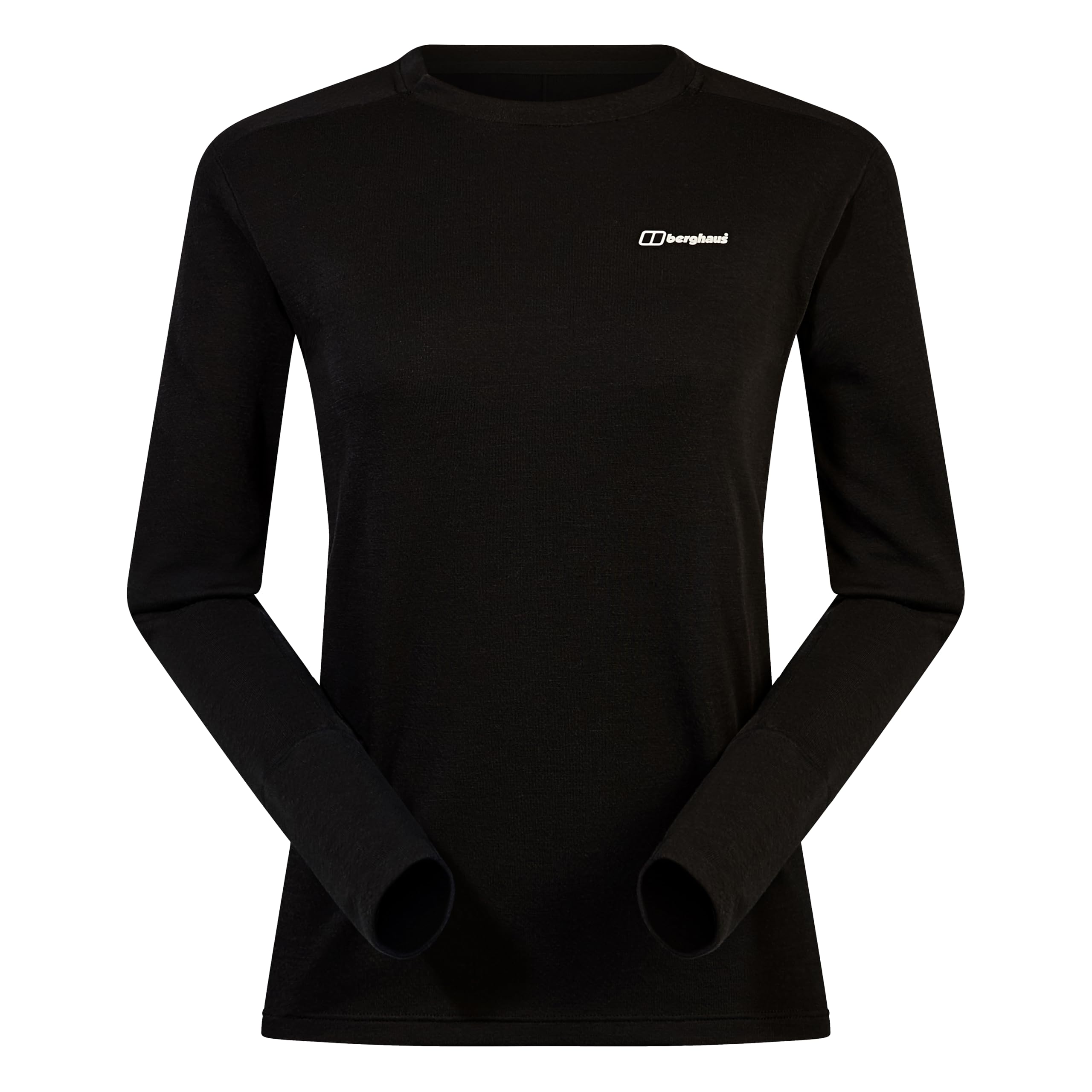 Berghaus Women's Ivyhill Crew Long Sleeve T-Shirt, Black/Black, 12
