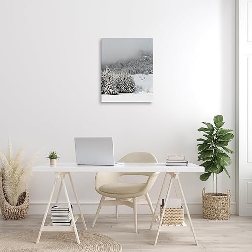 Miniatura 8 de Stupell Industries Lil' Rue - Lienzo decorativo para pared, diseño de árboles de bosque con paisaje de nieve de invierno