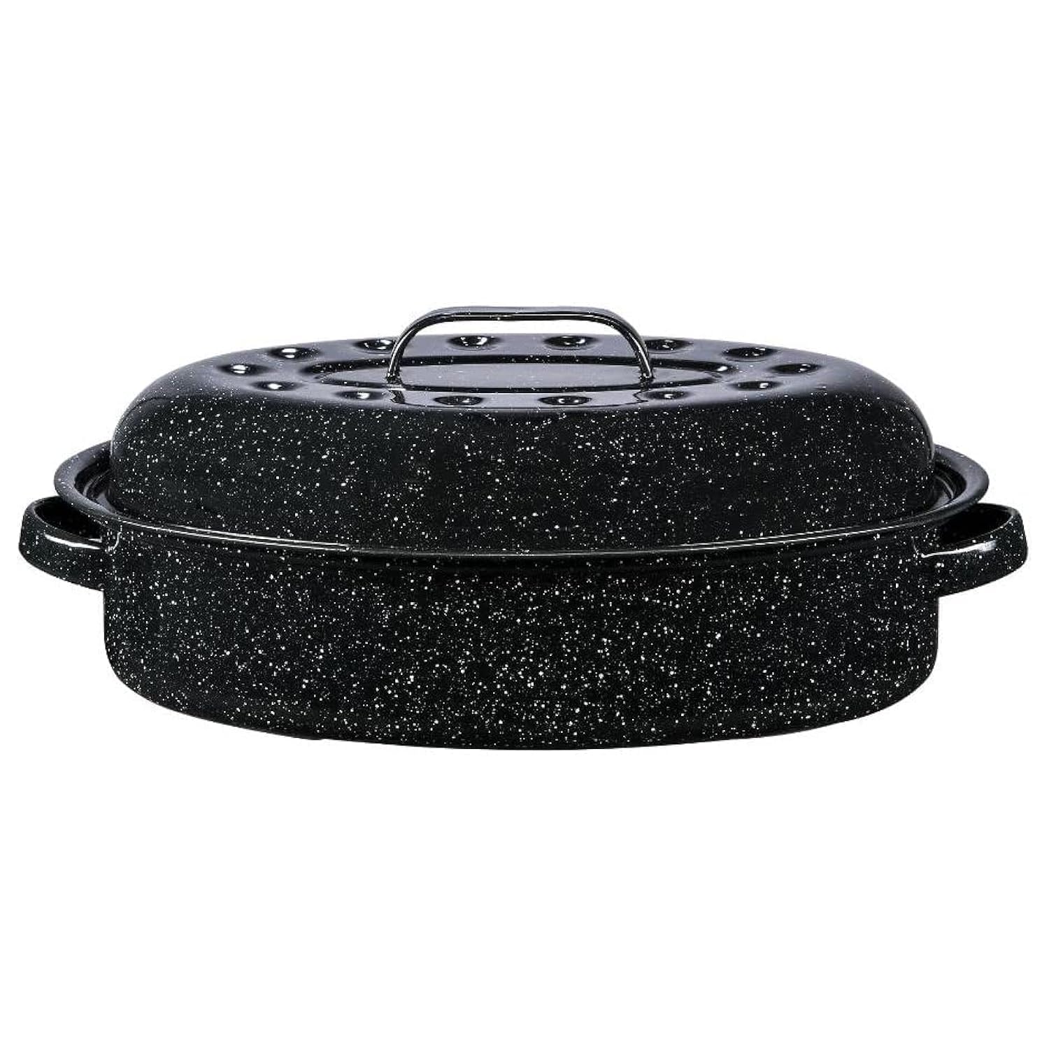 Bovado USA Enamel Oval Turkey Roaster Pan with Lid - Thanksgiving Gift, Covered, Non-sticky, Free of Chemicals, Dishwasher Safe - 14.5 Inch - RÃƒ´tissoire (CapacitÃƒ© de 5.5 kg)