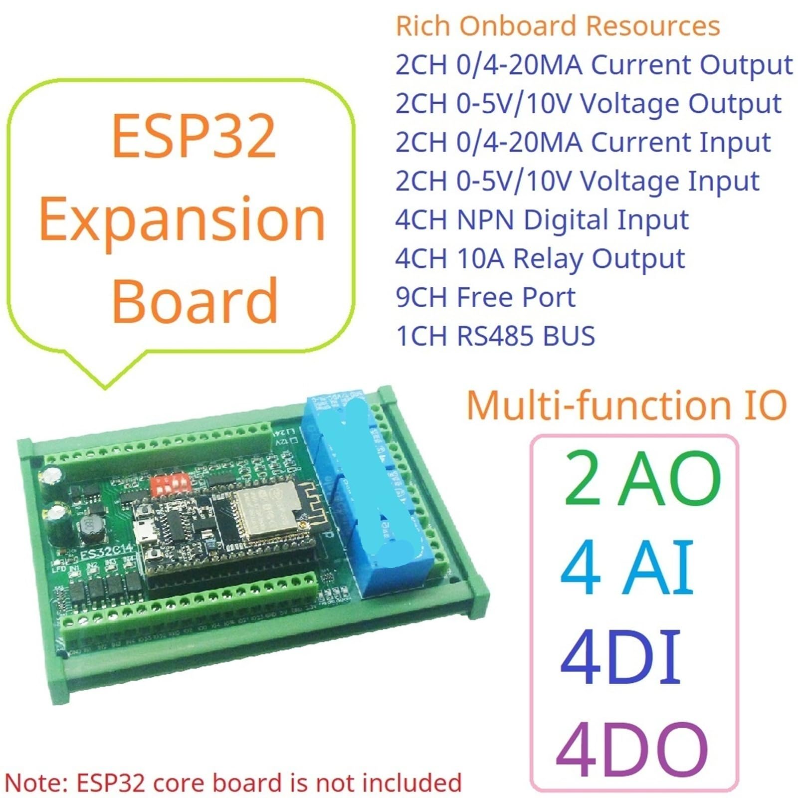 DC 12 V 24 ESP32 karta rozszerzeń ES32C14 moduł do PLC Smart Home IOT DIY cyfrowy analogowy DAC ADC IO Przekaźnik Switch18
