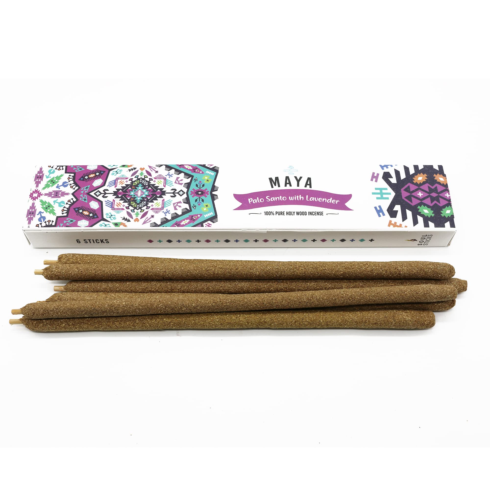 SOUL STICKS Maya Palo Santo Incense Sticks Cleansing Smudge Sticks | 6 Sticks Per Pack Made in Peru (Palo Santo with Lavender)