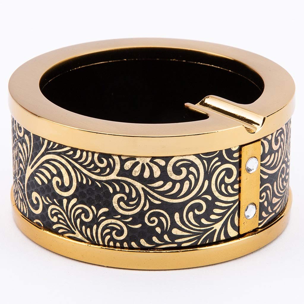 ZD-DZ Zinc Alloy Ashtray Round Tabletop Ashtray Rattan Pattern 8.9x8.9x4.3cm Ashtray