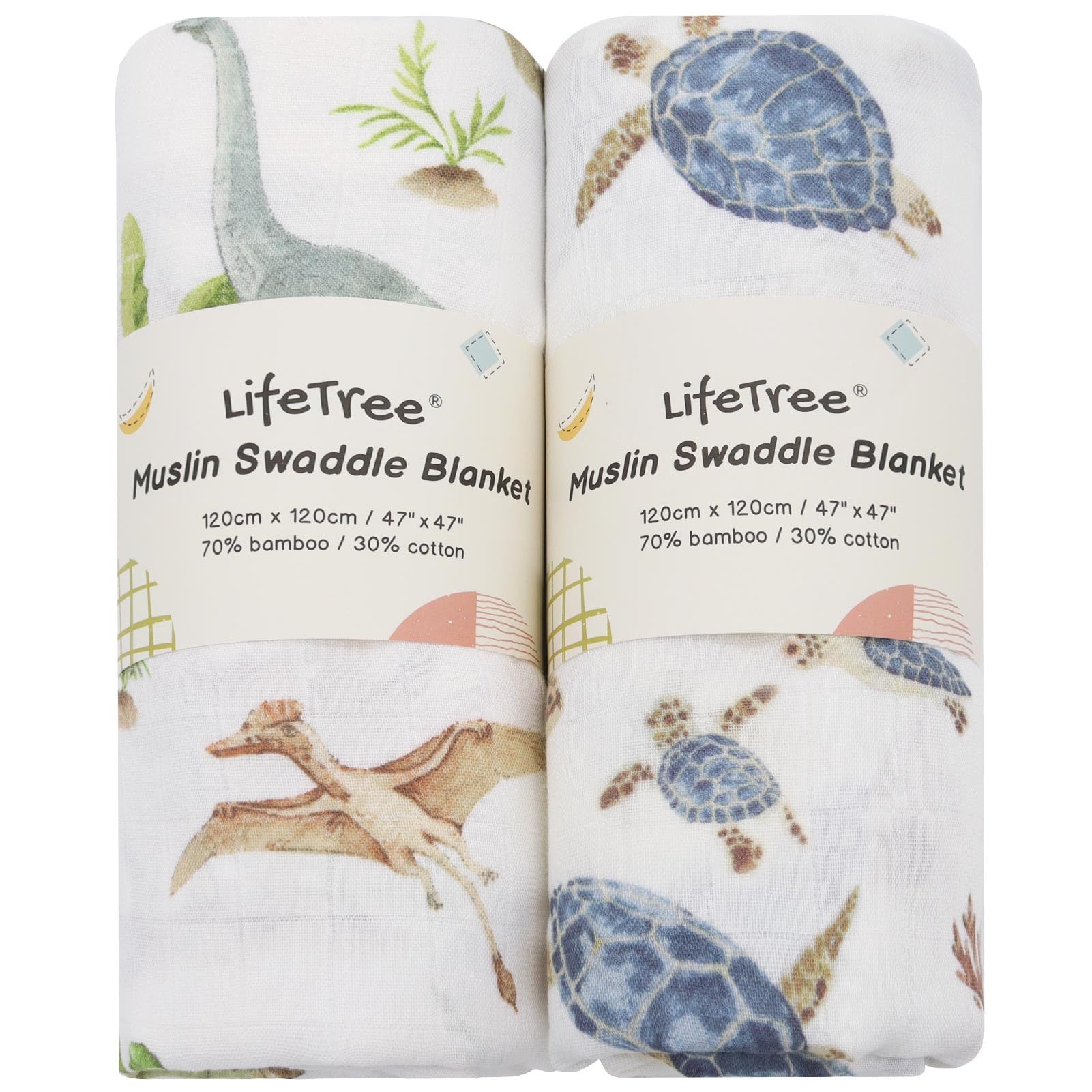 LifeTree Muslin Swaddle Blankets Neutral, Baby Swaddling Wrap Nur...