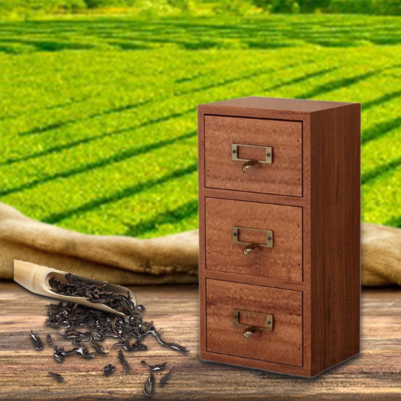 Organizzatore Da Scrivania con Cassetti per Gioielli E Tè, Scatola Portaoggetti in Legno, 3 Cassetti, Dimensioni: