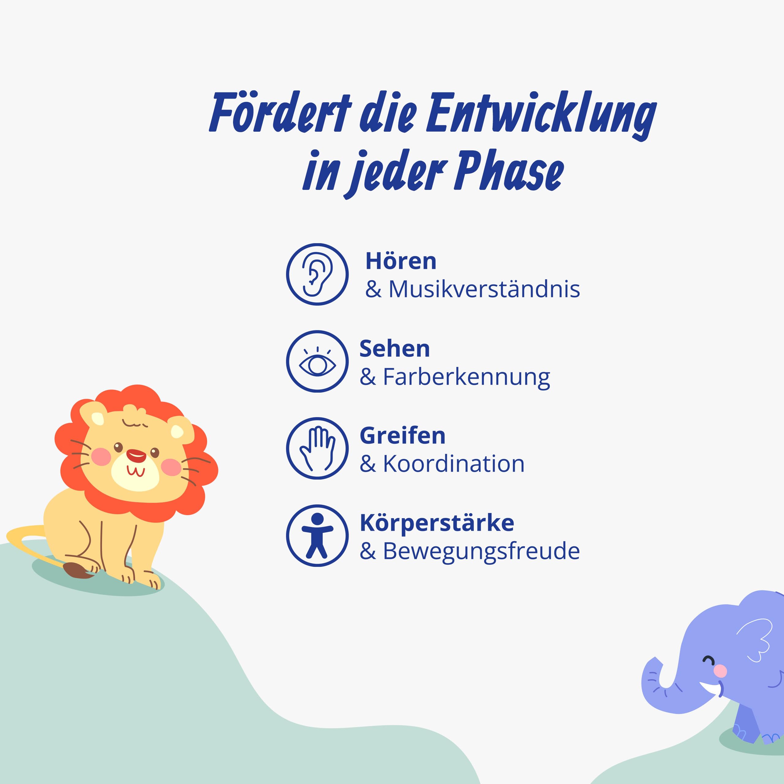 Relaxdays Spielbogen, mit Spielzeug, Rollen, Musik & Licht, blau | HBT: 41 x 58 x 75 cm, Baby Gym, Krabbeldecke Dschungel