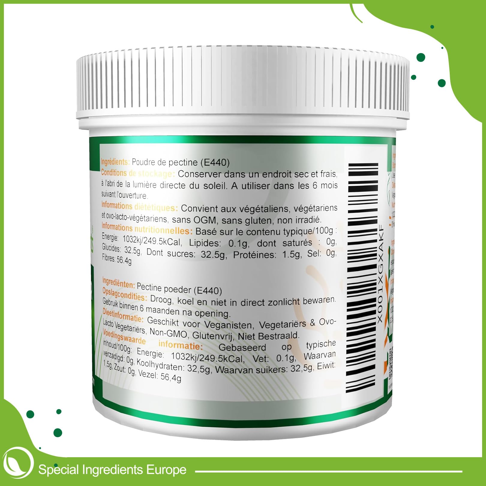 Special Ingredients Pectine 250 gr Poudre, Ideal pour Préparer Confitures, Marmelades, Chutneys et Pâtes de Fruits, Qualité Supérieure, Gélifiant, Végétalien Végétarien - 250 grammes