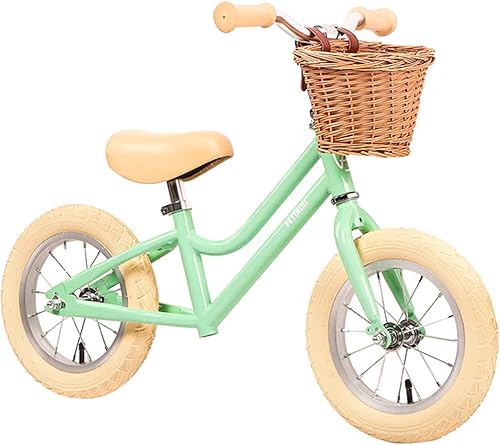 Miniatura 2 de Petimini BP1008ZL-2 Bicicleta de equilibrio para niños de 12 pulgadas con cesta de mimbre frontal y asiento ajustable y manillar para niños de 2 a 6