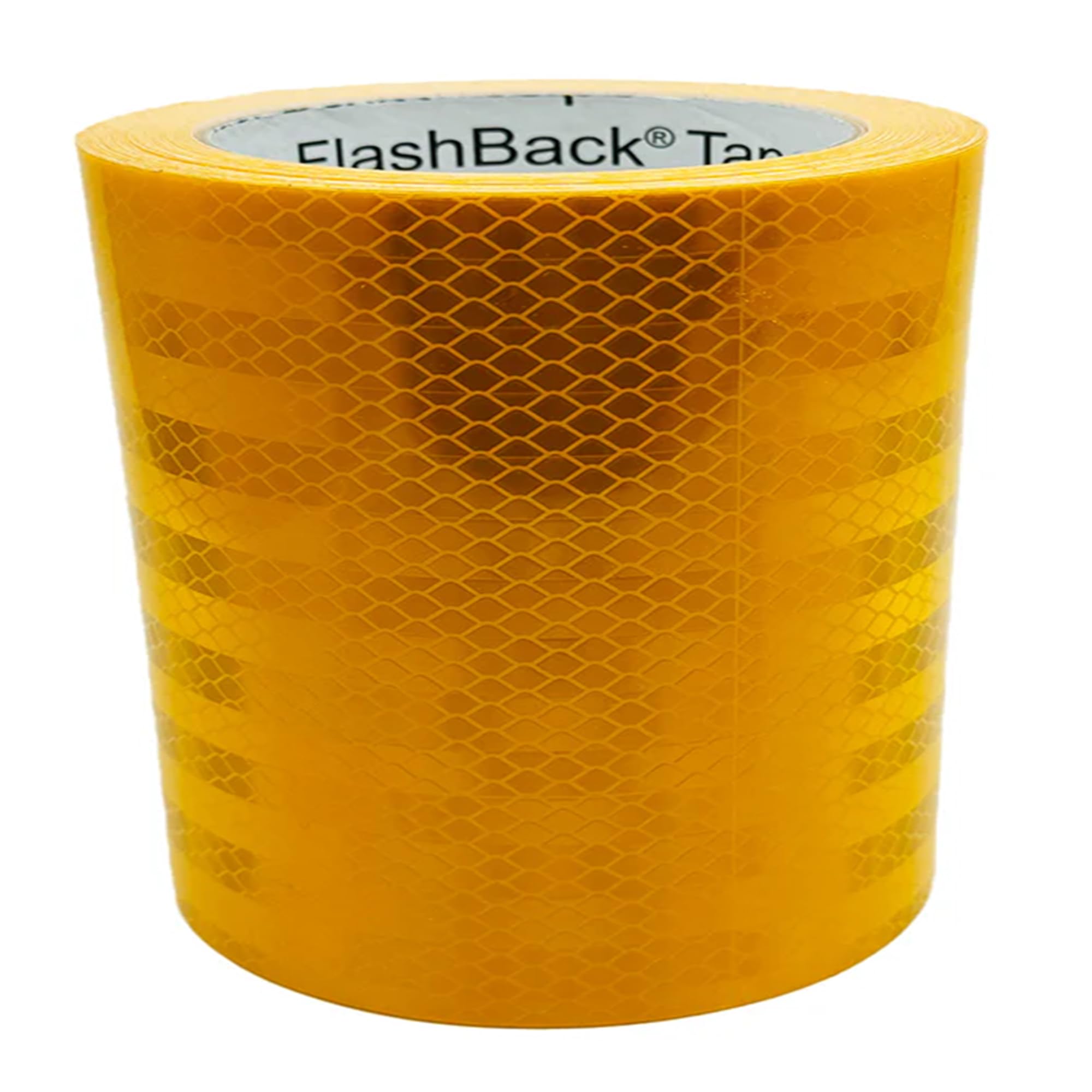 FlashBack Microprismatic Reflective Tape High Visibility Self-adhesive Sticker Hi Vis Van Reflective Sticky Tape (Golden Yellow, 100mm x 25 Metres)