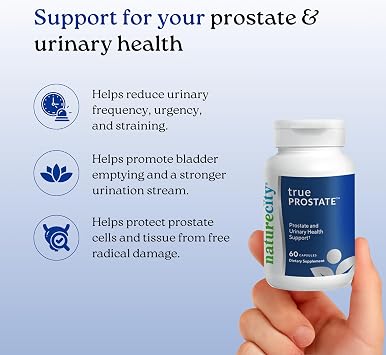 NatureCity True-Prostate Urinary Tract & Prostate Support Supplement for Men's Health Cranberry Extract & Super Beta Prostate Sitosterol Complex 60 Capsules - Prostate Health for Men