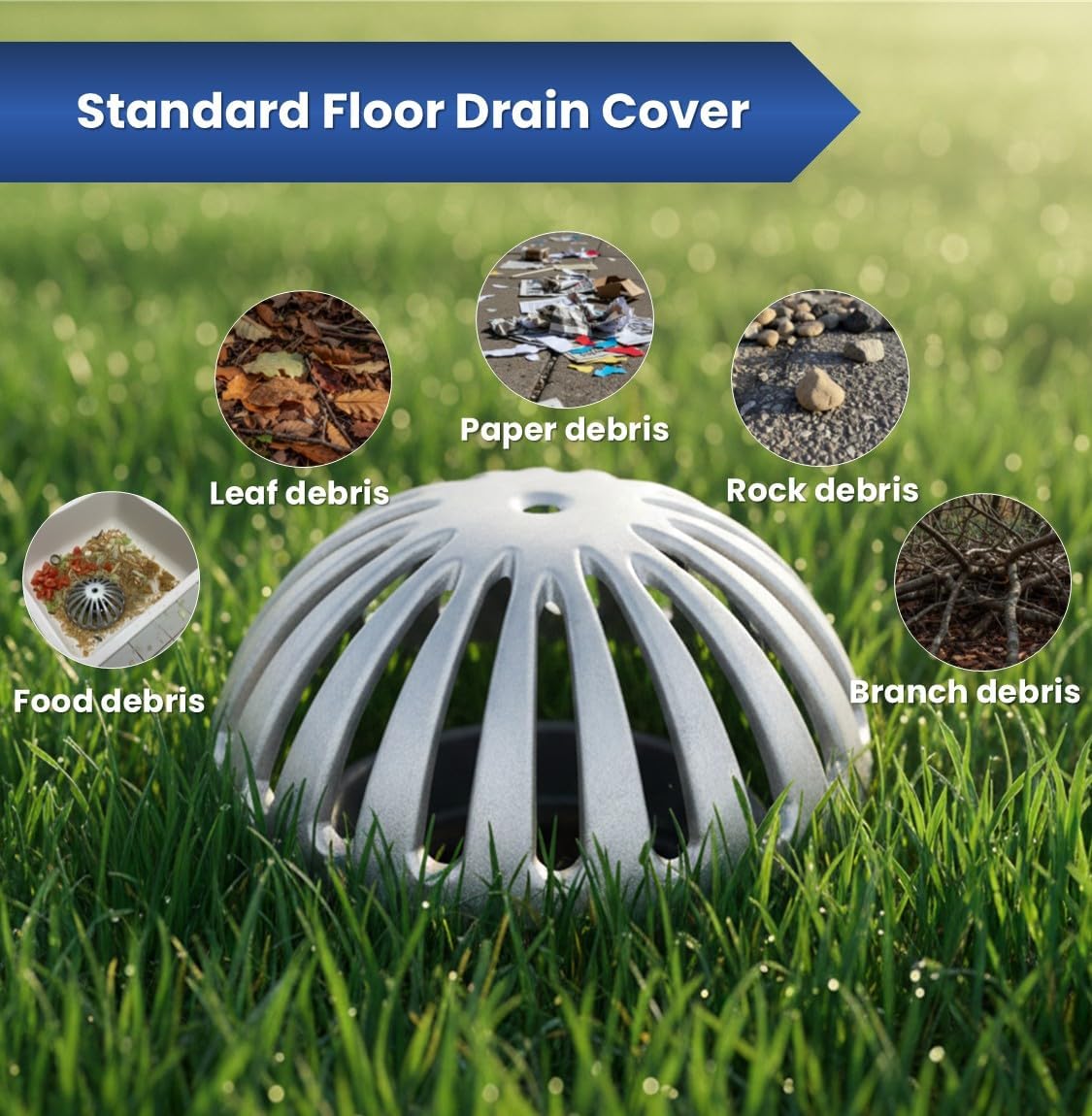 GSW FS-DS Heavy Duty Aluminum Dome Sink Drain Strainer Floor Drain Cover for Kitchen, Restaurant, Bar, Buffet or Food Service. 5-1/4" Diameter x 2-1/4"H (10 pcs)