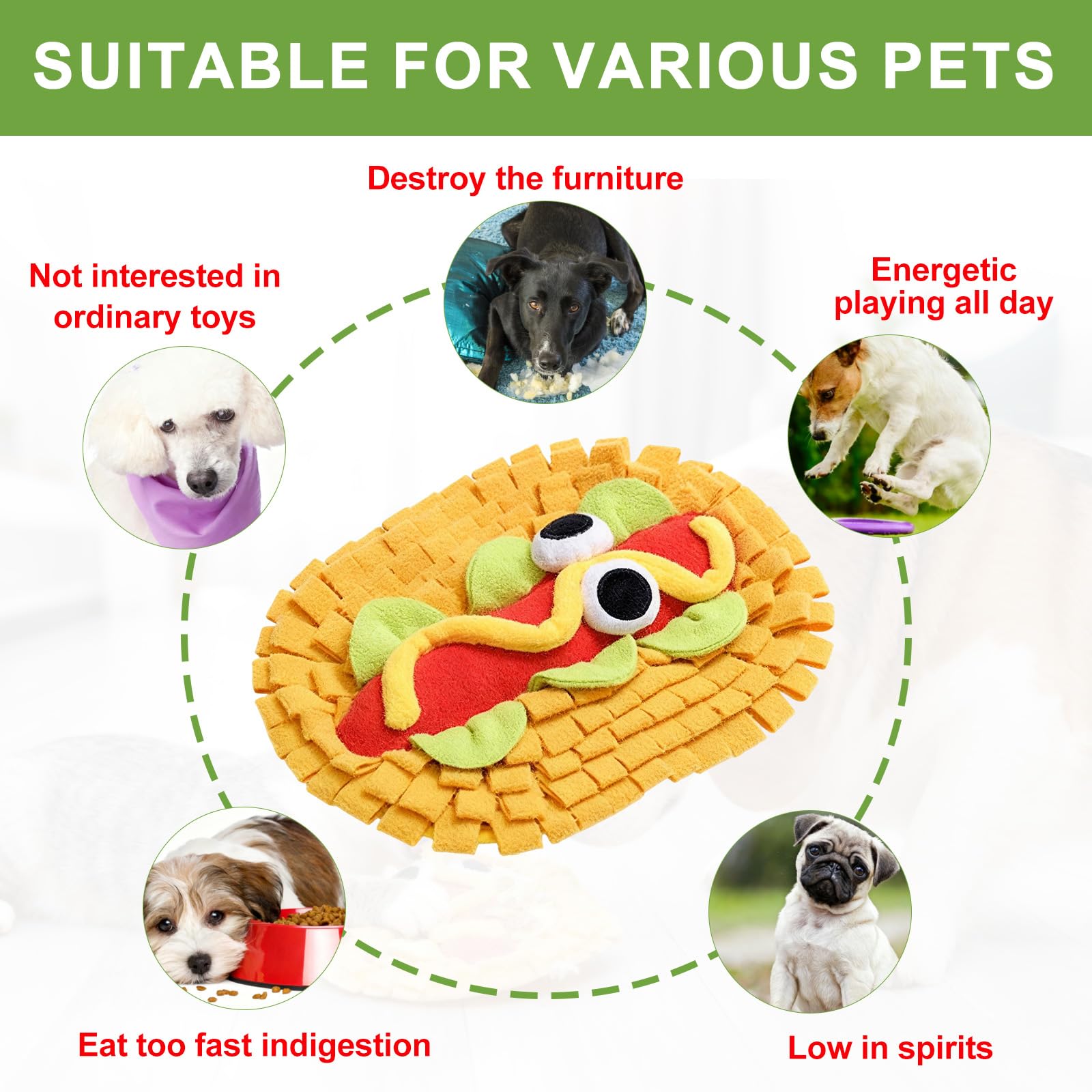Tappeto Olfattivo Cane,Giochi Interattivi per Cani Lavabile In Pile,Tappetino Olfattivo per Cani Antiscivolo Taglia Piccola e Media,Addestramento Cognitivo,Somministrazione Lenta Bocconcini