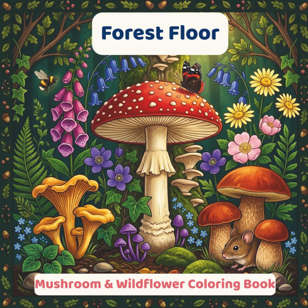 Forest Floor: A Mushroom & Wildflower Coloring Book for Adults — 50 Detailed Botanical Illustrations for Stress Relief, Relaxation & Creative Mindfulness