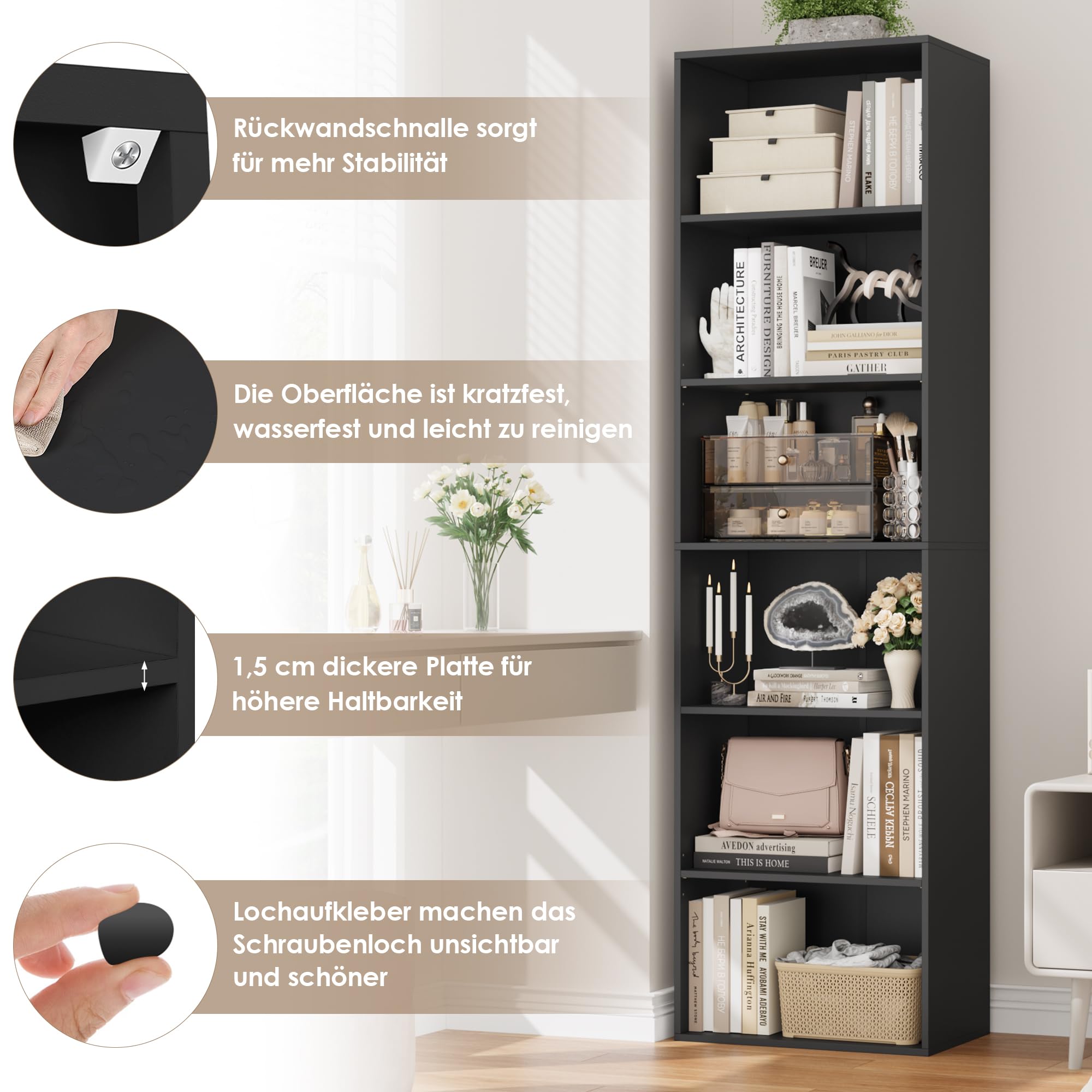 YGYQZ Boekenkast, 6 kubussen opbergunit, displayrekken, lage